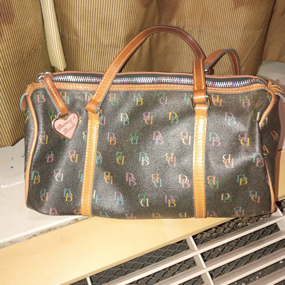 Dooney & Bourke Multicolor Monogram Satchel with Tan Trim - Picture 6 of 7